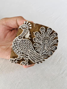 Sello de Madera Tallado a Mano con Diseño de Pavo Real |   Bloque de Textil Tradicional Indio - Product Image 2