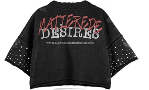 Custom 100 Cotton <b>Cropped</b> T Shirt For <b>Men</b> With Raw Edge Drop Shoulder DTG Screen Print Rhinestone Sun Faded Distressed Style - Product Image 2