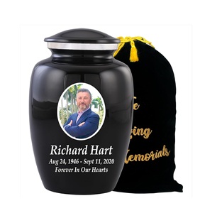 Urnas de cremación con foto personalizada para cenizas de adultos, urnas de entierro personalizadas para cenizas humanas, hechas a mano, tamaño personalizado, negro - Product Image 5