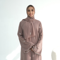 Abaya Baru One Piece Bordir Bunga, Cardigan Abaya Wanita, Pakaian Islami Modis, Kaftan Turki, Abaya Terbuka Muslim Dubai, Eid