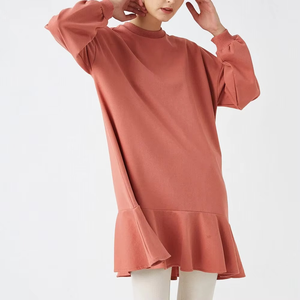 Último diseño de sudadera de gran tamaño para mujer de algodón de cuello redondo Sudadera larga de hombro caído sudaderas con capucha para mujer transpirable - Product Image 3