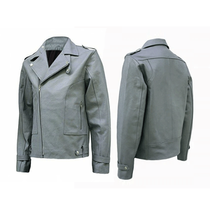 <b>Grey</b> Biker Style Premium Quality Lambskin Leather <b>Jacket</b> Vintage Slim Fit Biker Genuine Leather <b>Jacket</b> For Men - Product Image 1
