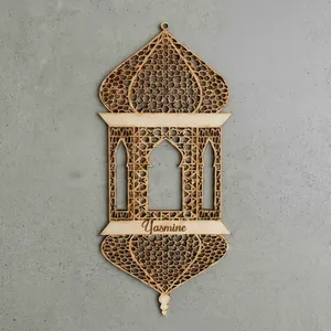 Lanterne du Ramadan personnalisée, durable, écologique, en MDF, décoration artisanale en forme de cœur, ornement d'intérieur avec taille et logo personnalisables - Product Image 2