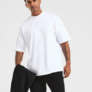 2025 T-shirt à manches courtes pour hommes surdimensionné Logo personnalisé Design Plain Blank Rib O-Neck Plus Size Knitted Fabric - Product Image 4
