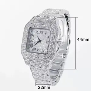 iced out Cuban watch C01 white and yellow gold with VVS Moissanite iced out bused down hip hop watch personalized luxury watch