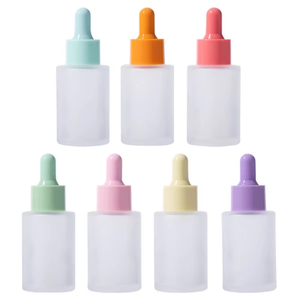 Botellas de Vidrio Esmerilado Recargables con Gotero, 20ml 30ml 50ml, Goteros de Colores para Aceites Esenciales y Cosméticos - Product Image 1
