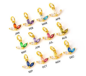 Prong Set Birthstone Charms Rose Gold Plated Marquise <b>Crystal</b> Pendant for Necklace Handmade Tiny Charm Bracelet <b>Jewelry</b> Making - Product Image 3