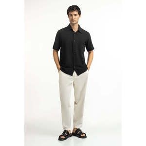 Tissu tricoté 100 % polyester pour polo, anti-plis, broderie foncée, motif uni, grande taille, coupe classique MN-PSH-SS25-130 - Product Image 6