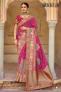 El último Sari estampado de seda pesada de diseñador de Fab Zone - Product Image 2