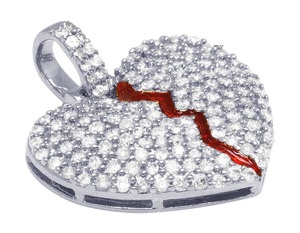 Colgante de diamante redondo de moissanita con diseño de corazón roto en plata 925, joyería totalmente helada para regalo de fiesta de raperos - Product Image 2