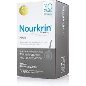 นูร์คริน แมน 180 เม็ด สำหรับ 3 เดือน ผลิตภัณฑ์บำรุงรากผมและเร่งการงอกของเส้นผม หลายสี - Product Image 1