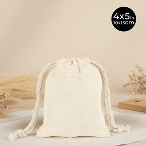 Natural Cotton <b>Drawstring</b> <b>Pouch</b> 4x5 Favor & Gift Bag - Product Image 3