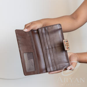 Nueva Cartera de cuero para mujer, cartera para tarjetas de crédito, bolso de mano de cuero occidental, Cartera de cuero cosida a mano de piel de vaca auténtica, regalo para ella - Product Image 3