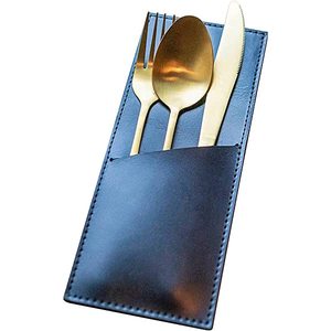 Leather Cutlery Spoon Bag Silverware Holders Restaurant Cutlery Holder <b>Sleeves</b> Utensil Organizer Spoon and Fork Holder - Product Image 2