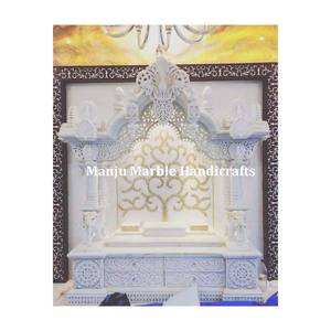 Temple d'incrustation de marbre de fantaisie de luxe classique naturel de qualité supérieure avec nacre personnalisé pour l'intérieur de dieu religieux hindou - Product Image 5
