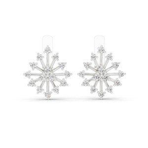 Round Moissanite Floral Starburst <b>Stud</b> Earrings 925 <b>Sterling</b> <b>Silver</b> Collet Set 30-Stone - Product Image 2
