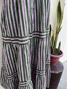 Style chaud élégant fête une ligne robe à bretelles réglables rayure coton longues robes d'été sans manches pour femmes - Product Image 6