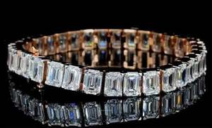 Pulsera de tenis de moissanita de corte esmeralda Unisex elegante Plata de Ley 925 con joyería brillante Pulseras de Moda - Product Image 2