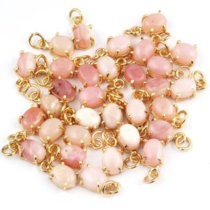 6x8mm Rose Opale Gemstone Pendentif Forme Ovale avec Or Vermeil Prong Set Facettes En Argent Sterling Lunette Réglage Incrustation Cadeau - Product Image 1