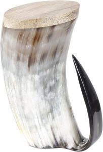 Jarra de Cerveza Vikinga Pulida Artesanalmente con Base de Madera, Jarra de Cuerno para Beber de Bajo Costo, Apta para Alimentos, para el Hogar, Navidad, Artesanías Naturales - Product Image 3