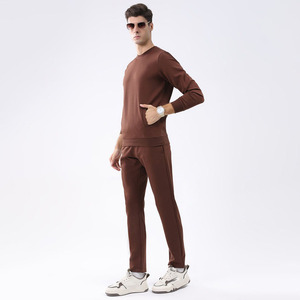 Vente en gros de haute qualité 2 pièces ensemble de survêtement pour hommes coupe ample col rond chemise de survêtement pantalon de survêtement ensemble hiver extérieur - Product Image 2