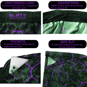 Blaze fight Gear Bjj Boxing short para hombres fighting jym Workout ropa de artes marciales NO GI shorts tela ligera a bajo precio - Product Image 6