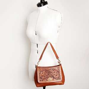 กระเป๋าใส่ของผู้หญิงสไตล์โบฮีเมียนลายดอกไม้แบบตะวันตกมีพู่ห้อยกระเป๋าโรงอาหารหนังแท้ฤดูใบไม้ร่วง - Product Image 3