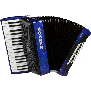 Best Quality New Hohner Bravo III 72 Accordion with Blue Bellows Black