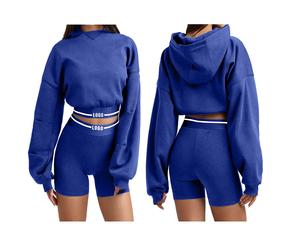 Sweats à capuche pour femmes de qualité supérieure ensemble de shorts d'entraînement vêtements de sport durables à la mode décoration à motif vintage pour les amateurs de fitness - Product Image 2