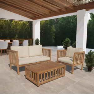 Conjunto de Mesa de Centro y Sofá de Madera de Teca Moderna de Primera Calidad para Exteriores, Patio, Jardín, Piscina, Áreas de Descanso en la Playa - Product Image 2