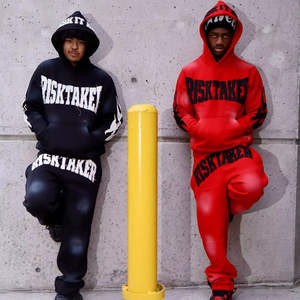 Conjunto Deportivo de Pantalones Largos y Sudadera con Capucha para Hombre, Estilo Urbano, Bordado Personalizado, Parche Aplicado, Lavado - Product Image 1