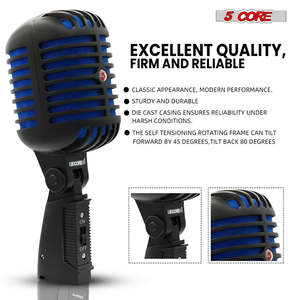 Micrófono Vintage de 5 Núcleos, Micrófono Dinámico Clásico Profesional XLR de Estudio, Estilo Retro, Azul - Product Image 5