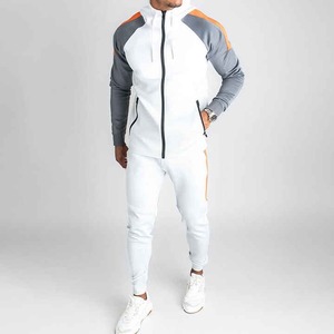 Chándal de dos piezas con logotipo personalizable, servicio OEM, alta calidad, entrenamiento de gimnasia, conjunto popular para correr con cremallera completa para hombres - Product Image 2