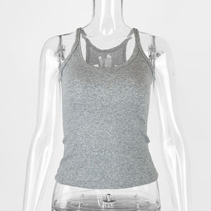 Débardeur côtelé noir blanc pour femmes 95% coton 5% Spandex Camisole sans manches imprimé sur mesure Débardeur femme de qualité supérieure - Product Image 3