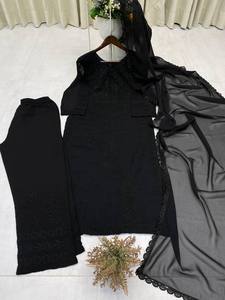 Costume moderne exclusif de broderie de georgette de concepteur avec le tissu intérieur de Dupatta pour l'usage de partie - Product Image 3