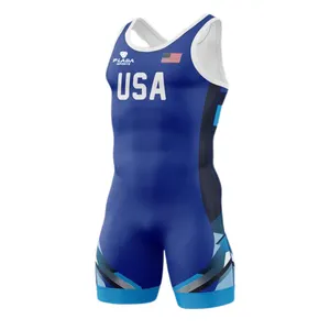 Spor salonu spor Wrestling Unisex özel tasarım yüceltilmiş ucuz fabrika fiyat Wrestling Singlets