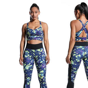 Ropa de yoga impresa Entrenamiento de compresión de cintura alta Leggings para correr y sujetador Conjunto de yoga impreso por producto huzaifa - Product Image 2