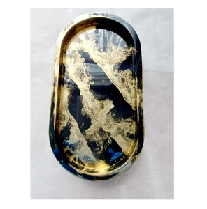 ถาดอาหารทำมือ ถาดเรซิ่นสีสันโดดเด่นพร้อมหูจับสีทอง ราคาโรงงานในอินเดีย ขายดีที่สุด - Product Image 3