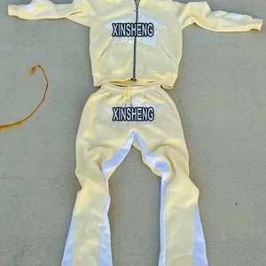 Premium Quality 2 Piece Sweat Suit Screen <b>Print</b> Zip Up Hoodie Sweat Pant 100% Cotton Custom GSM Flees Wholesale - Product Image 2
