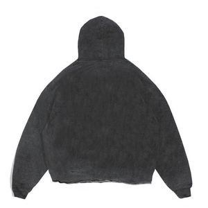 Vente en gros de sweat à capuche surdimensionné délavé à l'acide pour hommes coupe vintage bas ourlet brut broderie logo teint uni taille 6XL sweat-shirt - Product Image 4