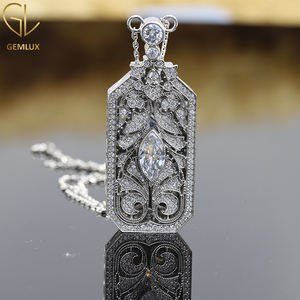 Elegante aspecto Marquesa y Diamante redondo Circa 1910's Art Deco cóctel estilo Vintage que se puede abrir antiguo medallón colgante para mujer - Product Image 2