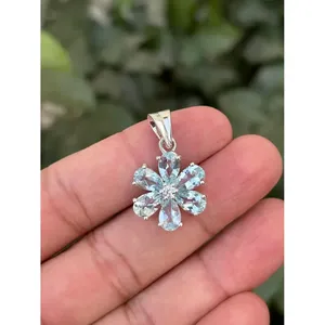 Pendentif floral en argent 925 plaqué or rose avec perle, style religieux, breloque en cristal et diamant, numéro - Product Image 4