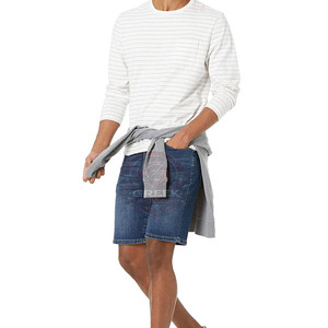 กางเกงยีนส์ขาสั้นผู้ชายดีไซน์ใหม่ล่าสุด สไตล์ลำลอง ทรงตรง เอวกลาง ระบายอากาศ แห้งเร็ว รับผลิตตามแบบ OEM ขนาดตามสั่ง ราคาถูก - Product Image 4