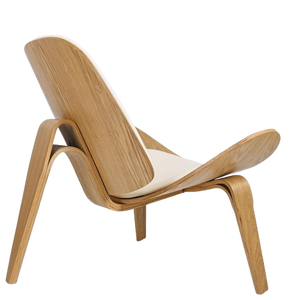 Contemporary Curved Lounge <b>Chair</b> with Wooden Frame and <b>White</b> Cushion for Ultimate Relaxation - Product Image 3