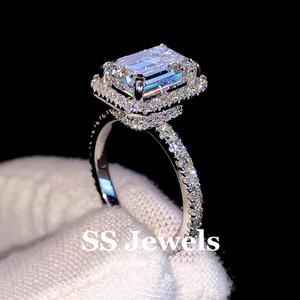 แหวนเพชรโมอิสทรงกลมสำหรับผู้หญิงของขวัญแต่งงานจาก1.50Ct ได้รับการรับรองจาก VVS มรกตและแหวนครบรอบ - Product Image 5