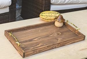 Plateau de rangement et de service élégant avec bords surélevés, finition lisse, poignées faciles à saisir, idéal pour la décoration intérieure, les repas et les réceptions - Product Image 2