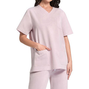 Ensemble de tenue médicale pour femme en coton, polyester et élasthanne, haut à manches courtes et pantalon, infroissable, avec détection d'aiguilles, uniforme d'hôpital - Product Image 4