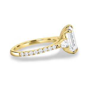 แหวนทอง14K ประดับเพชรสำหรับผู้หญิงจำนวนมากดีไซน์หรูหราตัดไตรภาค4กรงเล็บสำหรับปลูกในห้องปฏิบัติการ - Product Image 2