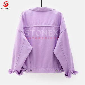 เสื้อโค้ทเท็ดดี้แขนยาวสำหรับผู้หญิงแจ็คเก็ตผ้าเดนิมสีม่วงสำหรับเด็กผู้หญิงแจ็คเก็ตผ้าฝ้ายเนื้อนุ่มระบายอากาศได้ดี - Product Image 2