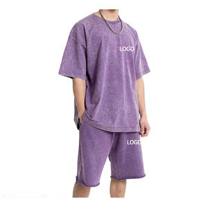 Nueva oferta de verano Camisetas transpirables Conjunto de pantalones cortos 100% algodón Venta al por mayor Ropa deportiva de algodón Camisetas impresas Conjunto de pantalones cortos - Product Image 4